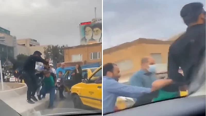 شاهد .. اعتداء الأمن الإيراني على امرأة في الشارع!
