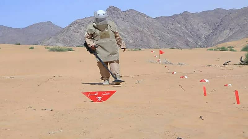 شاهد.. تفكيك ألغام حوثية في مديرية حيس اليمنية