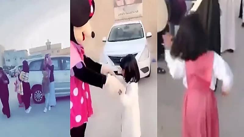 شاهد.. أم توفي بنذرها وتحتفل بدخول ابنتها المدرسة بـ "العرضة"