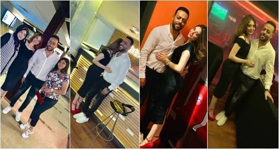 رومانسية وأحضان في خطوبة تامر عاشور وملكة جمال الكون