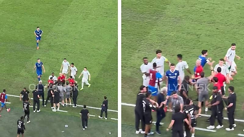طرد أحد أفراد الطاقم الفني للهلال بعد مشادة مع لاعبي الأهلي.. فيديو
