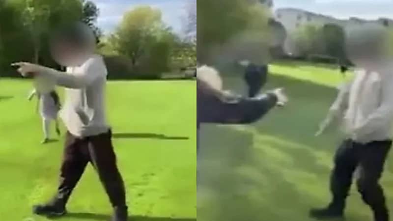 بالصور.. رجل يهدد أطفالًا بسكين داخل حديقة