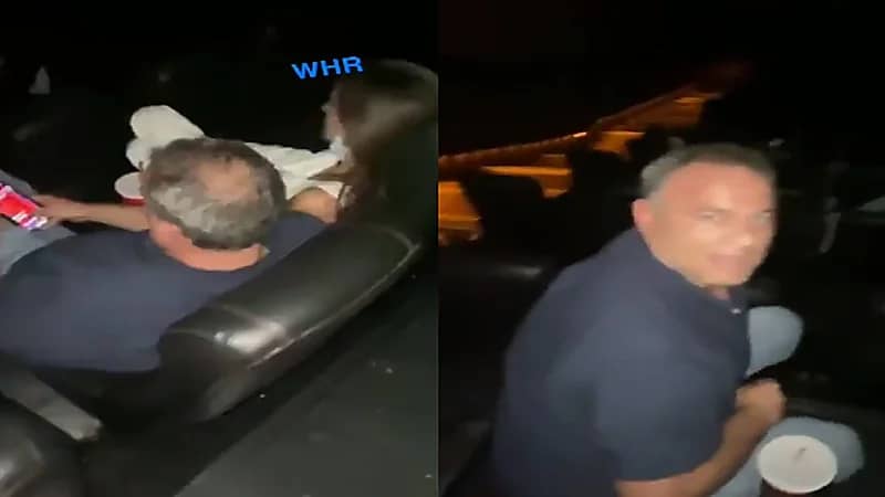 شاهد.. رد فعل سيدة عثرت على زوجها برفقة فتاة أخرى في السينما
