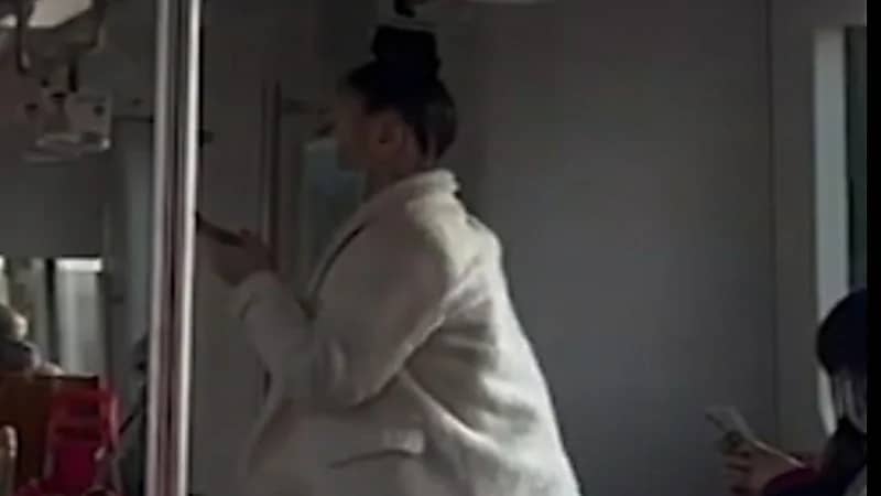 شاهد.. فتاة معلقة من شعرها داخل عربة القطار