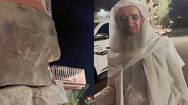 رجل يبني بيته فوق الجبال بمظهر مذهل في خميس مشيط .. فيديو