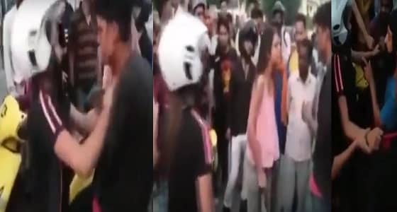 بالفيديو.. فتاتان تلقنان شابين تحرشا بهما درسًا قاسيًا " بالحذاء "