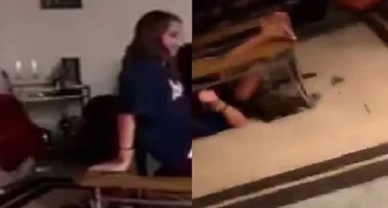 بالفيديو.. نهاية مروعة لفتاة حسناء حاولت الجلوس على طاولة زجاج