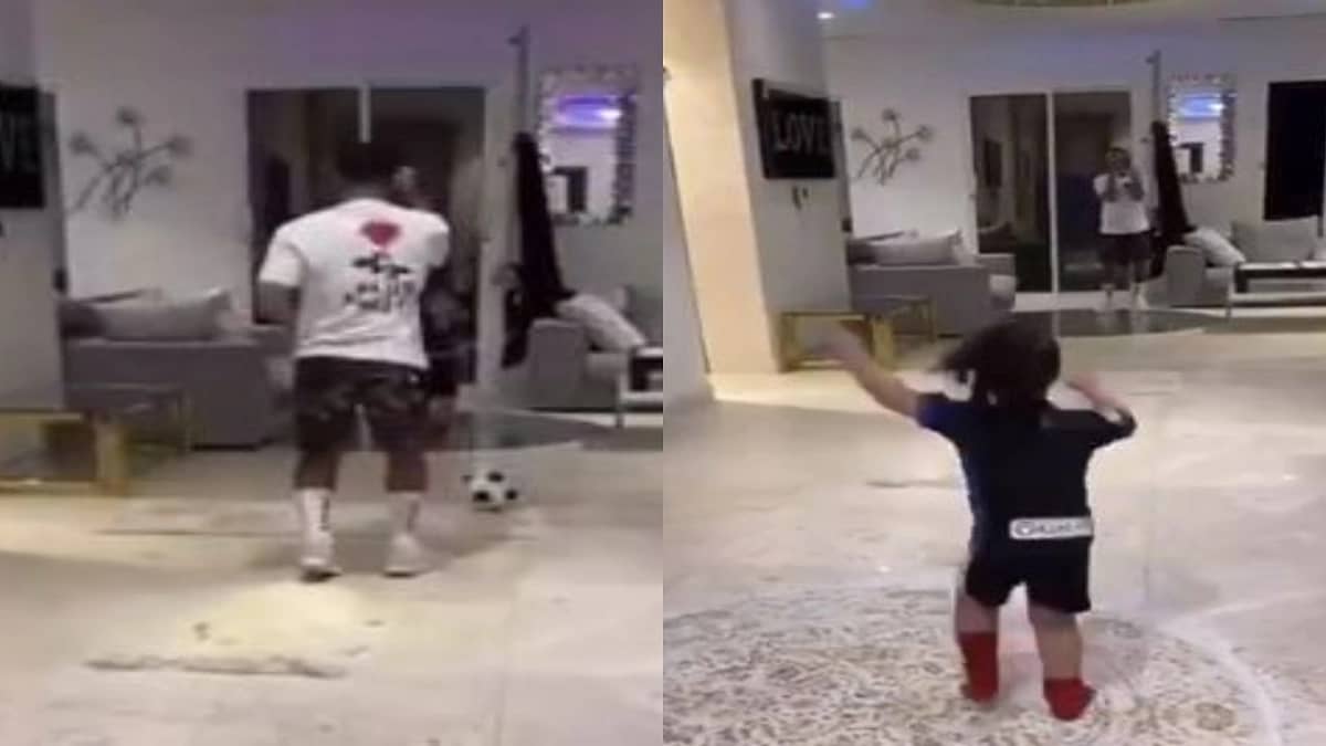 شاهد.. هتان باهبري يتمرن مع ابنه سلطان