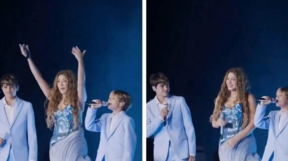 شاكيرا تغني مع طفليها لأول مرة على المسرح .. فيديو وصور