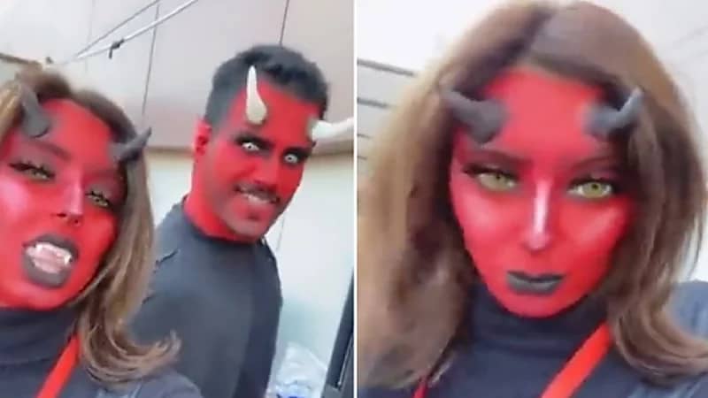 بالفيديو.. ظهور متنكرين بهيئة شياطين في معرض بالكويت