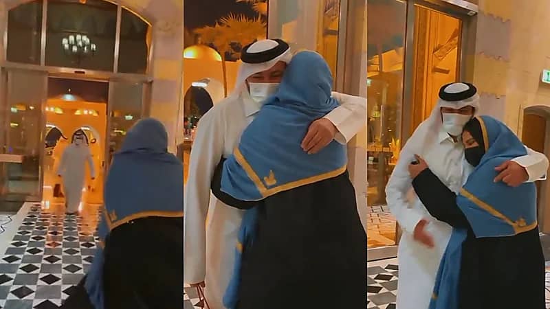 شاهد.. لحظة استقبال الفنانة أحلام لزوجها بعد عام من فراقهما