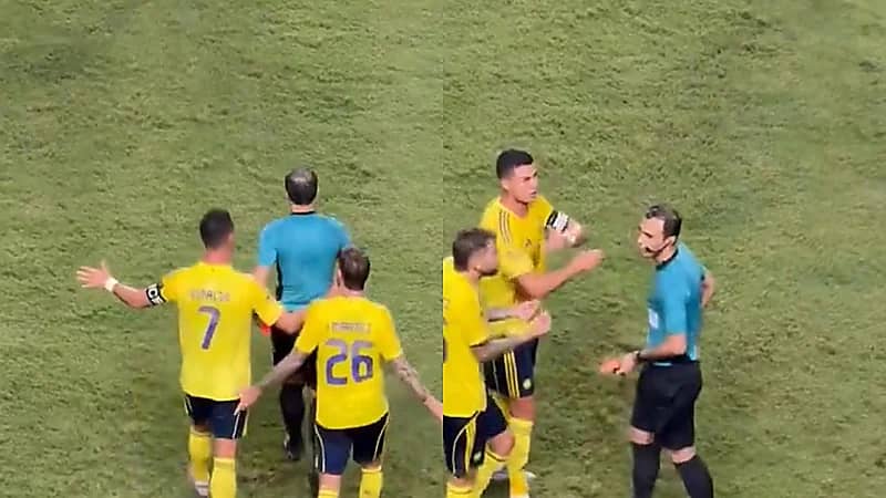 لحظة غضب رونالدو من طرد ماني في نصف نهائي السوبر .. فيديو