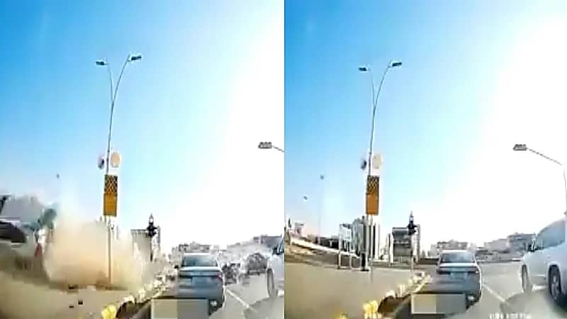 جانب آخر من لحظة وقوع حادث حائل المروع .. فيديو