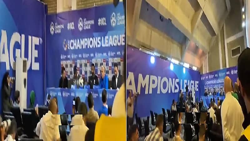 إقامة مؤتمر مدرب الهلال في أحد ممرات ملعب آزادي .. فيديو