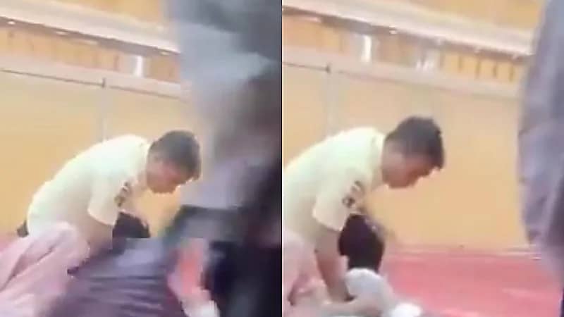 رجل يقتحم مصلى نسائي متنكرًا بزي نسائي .. فيديو