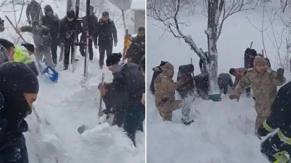 لحظة انتشال أم وطفليها أحياء من تحت الثلوج في تركيا .. فيديو