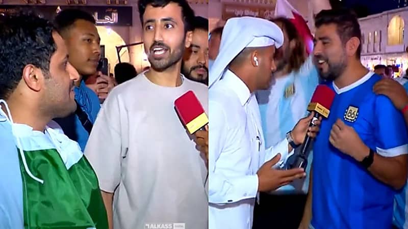 شاهد..مواجهة مشتعلة بين جماهير الأخضر والأرجنتين في قطر